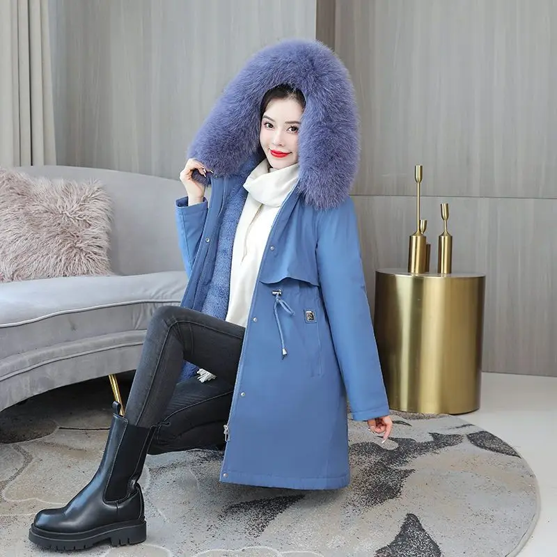 

Women's Winter Warm Puffer Coat Long Mid Length Plus Size Loose Cotton Padded Jacket Thick Fleece Lined Coats for Cold Weather