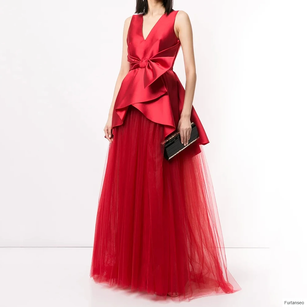 

Mermaid Women's Evening Dresses Floor-length V-neck Sleeveless Prom Gown Fashion Pleat Backless Simple Draped Customized Gown