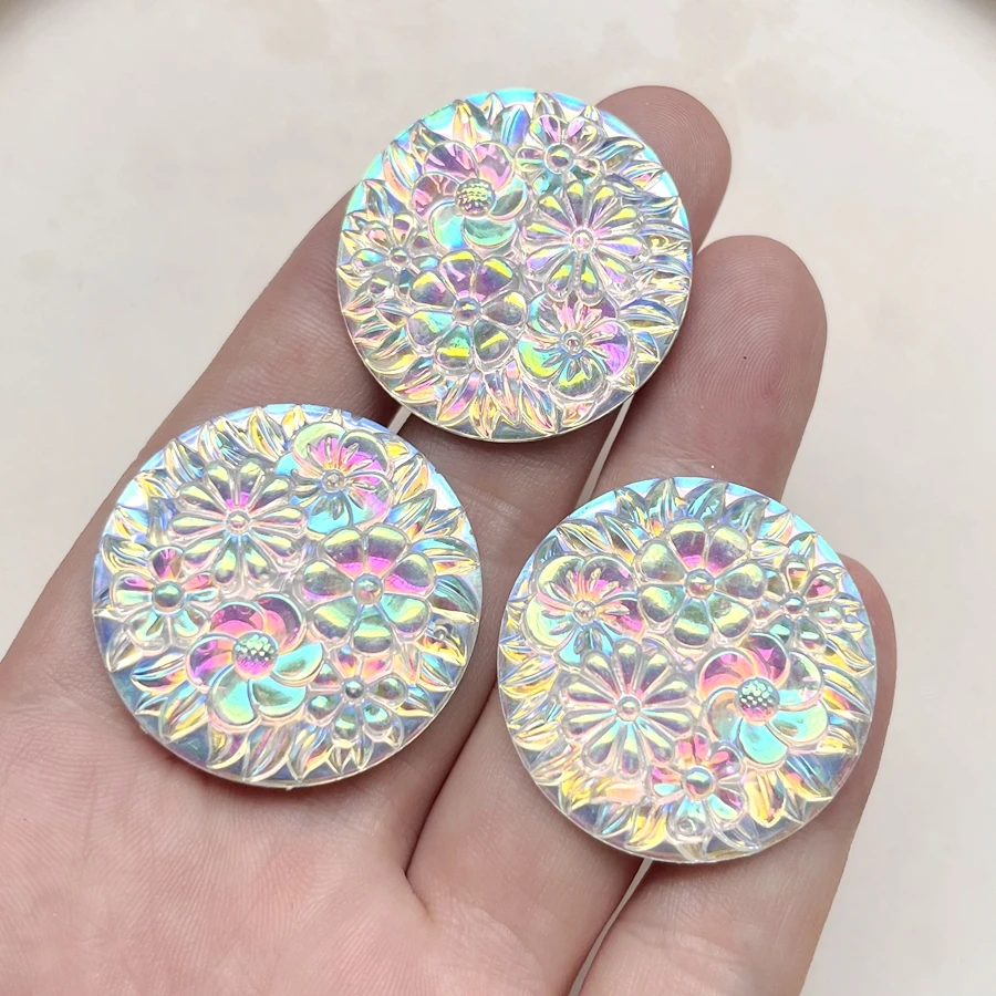 33mm flower round resin trim Flat back scrapbook diy jewelry Earrings Wedding charm Trim Rhinestone 10pcs/lot