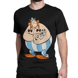 Vintage Obelix And Dogmatix Asterix T-Shirt for Men Women Cotton T Shirt Anime Cartoon Short Sleeve Tees Gift Idea Clothing