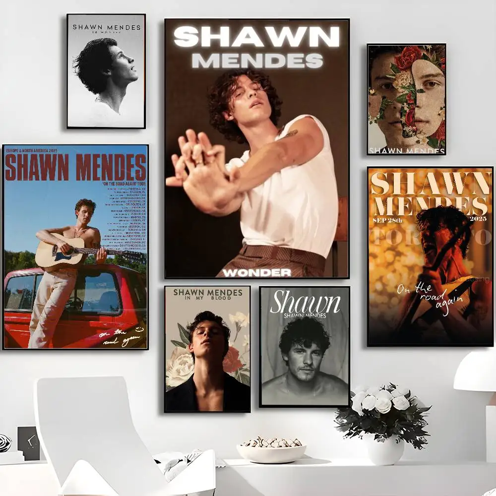 Singer S-Shawn M-Mendes Self-adhesive Art Poster Whitepaper Prints Posters Artwork Home Decor