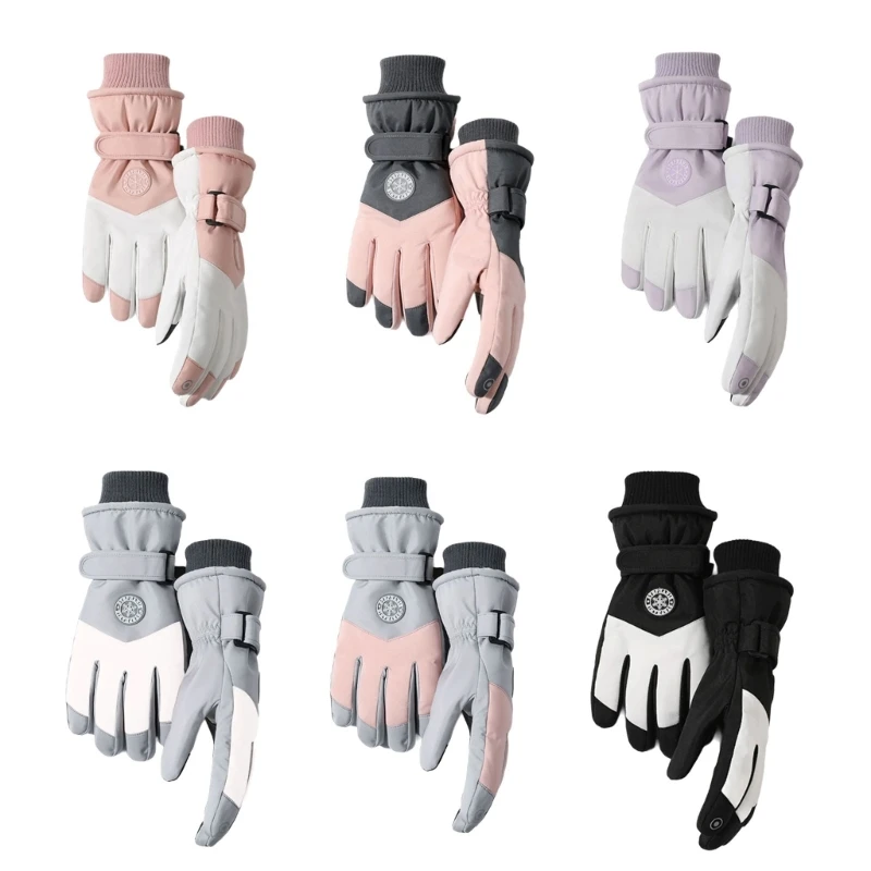 Women Ski Gloves with Thicken Warm Linings Outdoor Motorcycling Skiing Gloves K3KF
