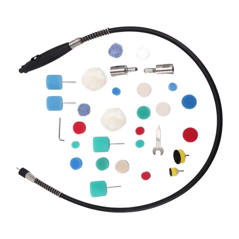 31PCS Mini Buffing Polishing Pads, Mini Detail Polisher Pads, Mini Polisher Tool With 1 Flexible Shaft Attachment-ABQF