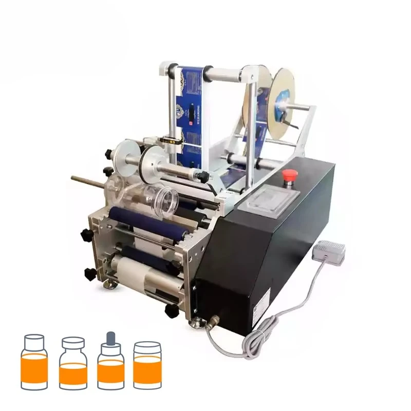 Round Bottle Labeling MachineSemi Automatic  Adhesive Sticker Desktop Small Label Applicator