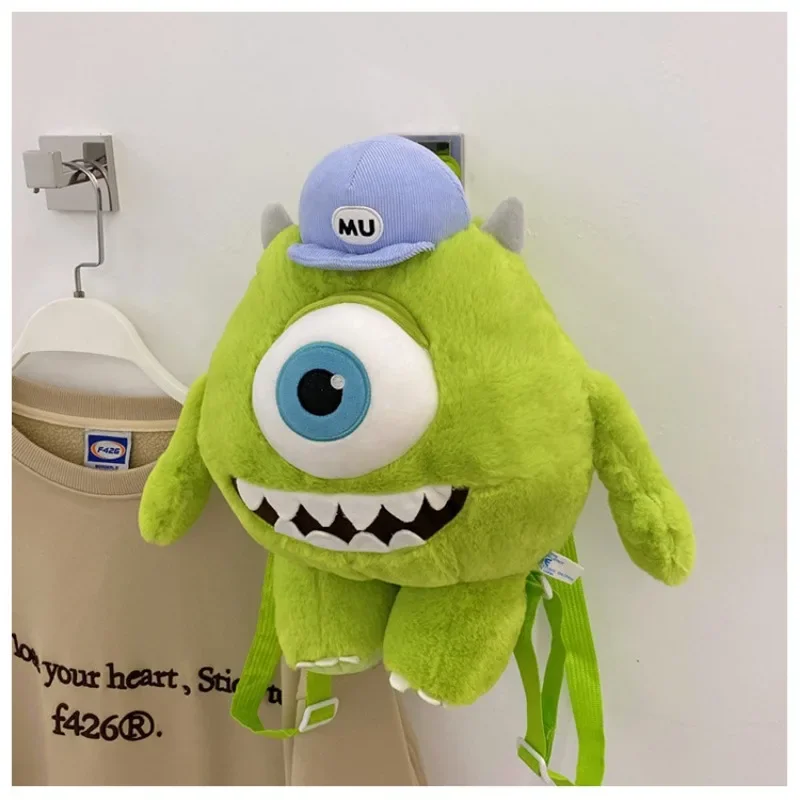 Disney Monsters University Backpack Cute Japanese Korean Plush Bag Mike Wazowski Backpack Schoolbag Cosplay Props Fashion Gifts