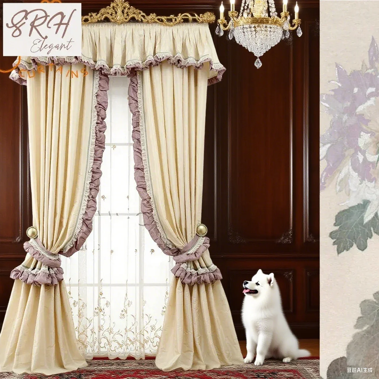 High-end French Curtains, Princess Imitation Luster Luxury Curtains, Blackout Curtains For Living Room Bedroom Curtains Finished