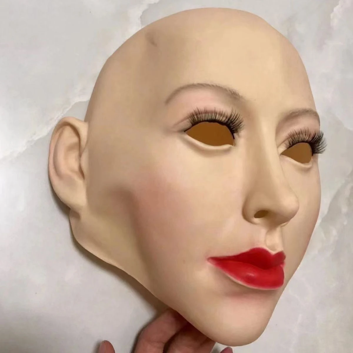 

Beautiful woman mask love girl all-inclusive headgear male to female puppet products, latex props live broadcast