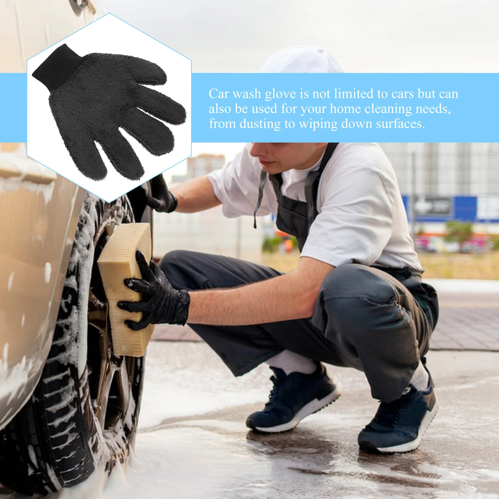 

Fleece Cleaning Gloves Soft Car Glove Mitt Mechanic H Mitts Exterior Wash Black Car Wash Mitt Scratch