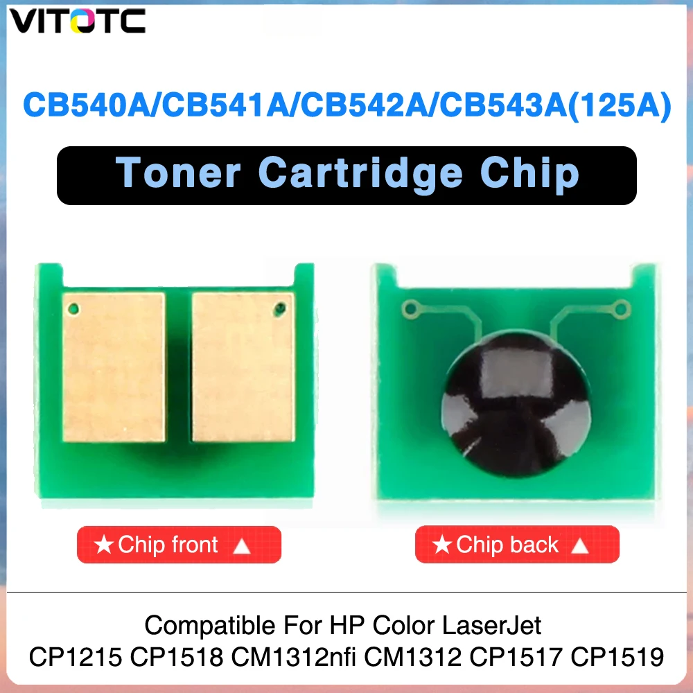 8PCS 125A Toner Chip CB540A CB541A CB542A CB543A For HP Color LaserJet CP1215 CP1518 CP1517 CP1519 CM1312nfi CM1312 Printer