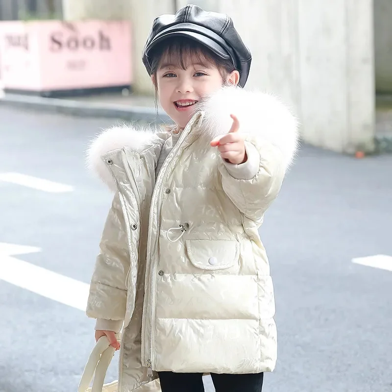 

White Duck Down Jacket for Toddler Girl Winter New Warm Clothes Children Outerwear Girls Clothing Parka Kids Cute Coat Snowsuit