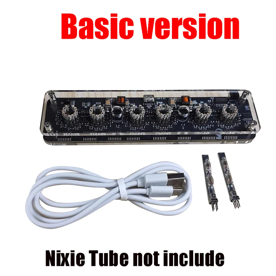 6-bit Nixie Clock IN8 IN14 Tube Clock Base TYPE-C USB POWER IN-14