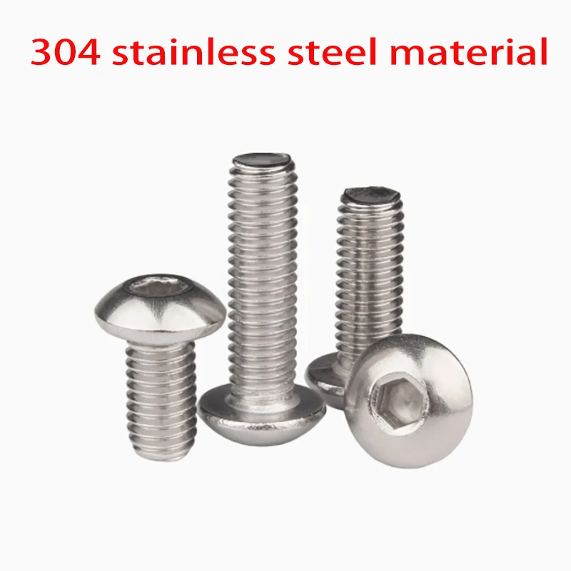 M2  M2.5 M3 M4  A2 304 Stainless Steel Hex Hexagon Socket Allen Half Round Button Flange Head