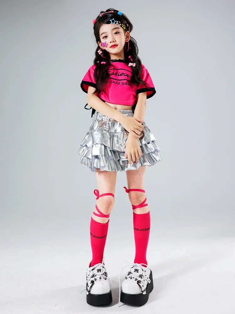 Jazz-Tanz-Outfit für Mädchen, Hip-Hop-Street-Dance-Kostüm für Kinder, Bühnenbekleidung im Kpop-Girl-Group-Stil, süß, cool, scharf – Detail 8