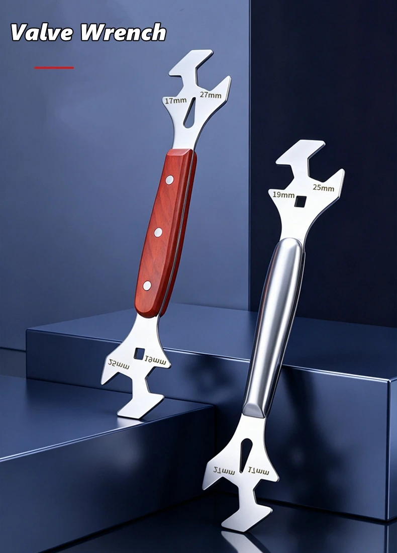 Thickened Stainless Steel Double End Valve Wrench Hex Open Spanner Labor Saving Pressure Relief Cylinder Gas Bottle Tool