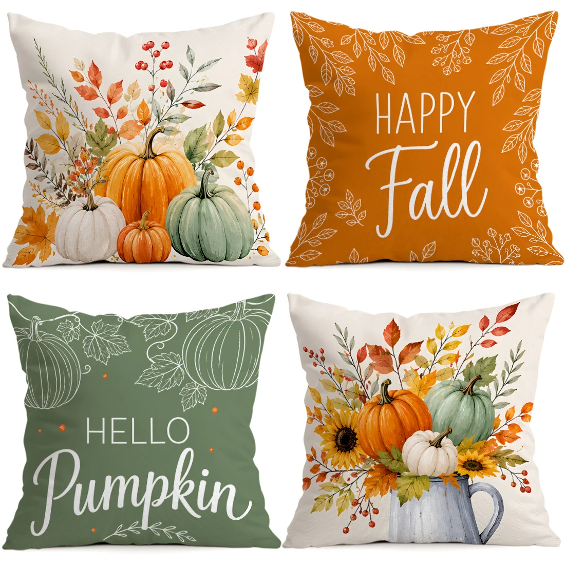 Pumpkin Sunflower Autumn Pillowcase Printed Polyester 40/45/50cm Throw Pillowcover Decorative Sofa Cushion Pillowslip Home Decor