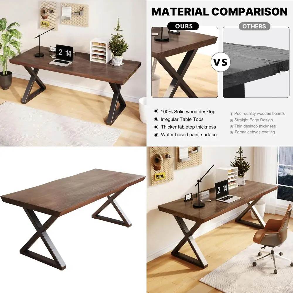 

Письменный стол из массива дерева Rustic 55.1 – просторный стол для дома или офиса, элегантный и простой, идеально подходит для обеденного стола, учебы и письма