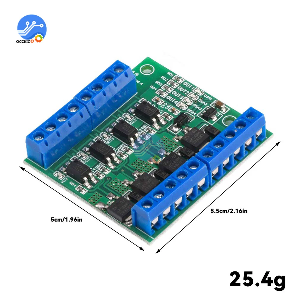 4-Channel MOS FET PLC Amplifier Board Driver Module PWM 3-20V to 3.7-27V DC 10A Optocoupler Isolation Module Accessories