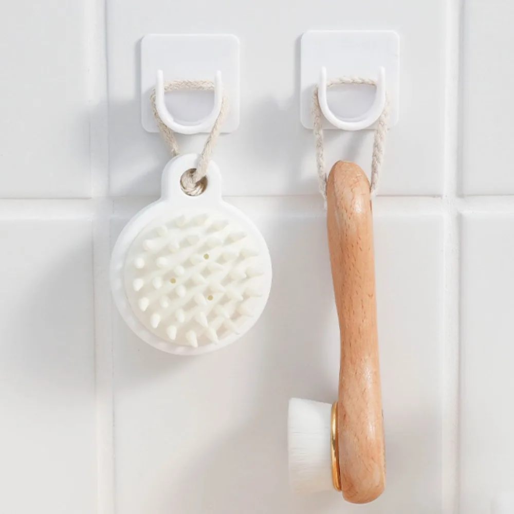 2Pcs Easy Paste ABS Curtain Rod Bracket White 4.2*4.2cm Self Adhesive Curtain Rod Wall Mounted Rod Bracket Bedroom