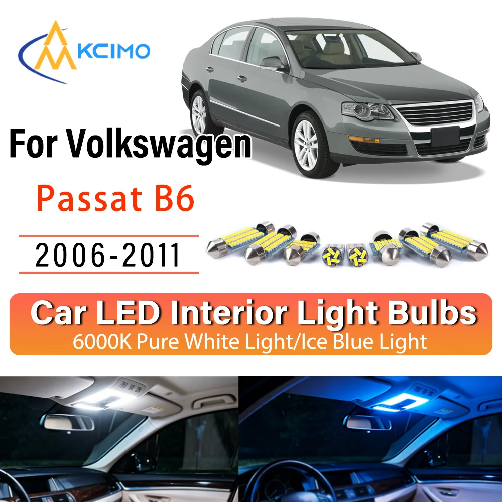 Kit de remplacement de lampes intérieures LED à éclat persistant pour Volkswagen Passat B6 2006-2011 : éclairage de dôme, de tableau de bord et de coffre, amélioration des lampes de cabine
