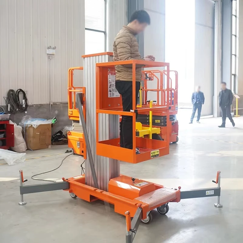 Hot Sale 6m 150kg Hydraulic Aluminum Alloy Lift Single Mast Aerial Work Platform Mast Type High-altitude Work Platform