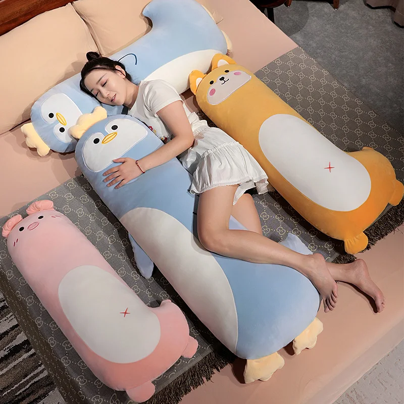 1Pc 100CM Cartoon Stuffed Pig Penguin Shiba Inu Zebra Pillow Removable Washable Animal Cushion Kawaii Toy Birthday Gift