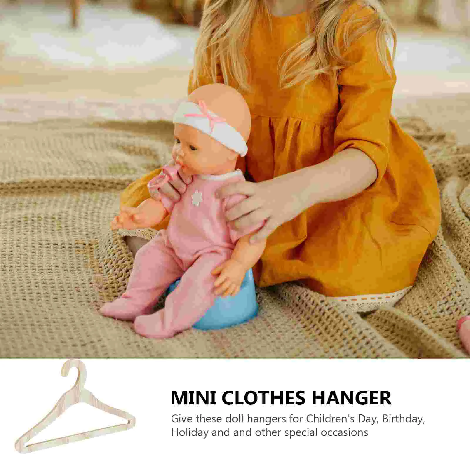 10 Pcs Hanger Wear-resistant Hangers Coat Dolls Mini Clothes Wooden Accessory Dress Wardrobe Accessories