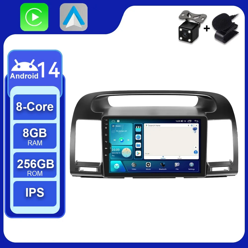 

2DIN Car Radio For Toyota Camry 5 XV 30 2001-2005 2006 Android 14.0 Multimedia Video Player GPS 4G Carplay Autoradio Head Unit