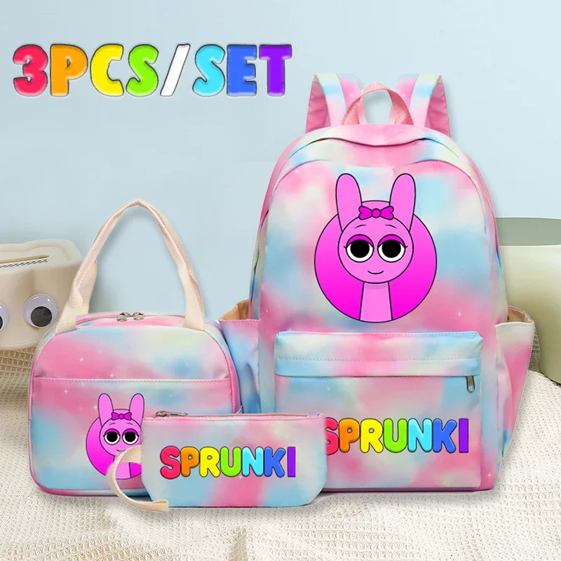 

Sprunkid Backpacks Lunch Bag Set School Bag Pencil Case 3pcs Girl Boy Back To School Gift Leisure Mochila Teens Travel Bags Gift