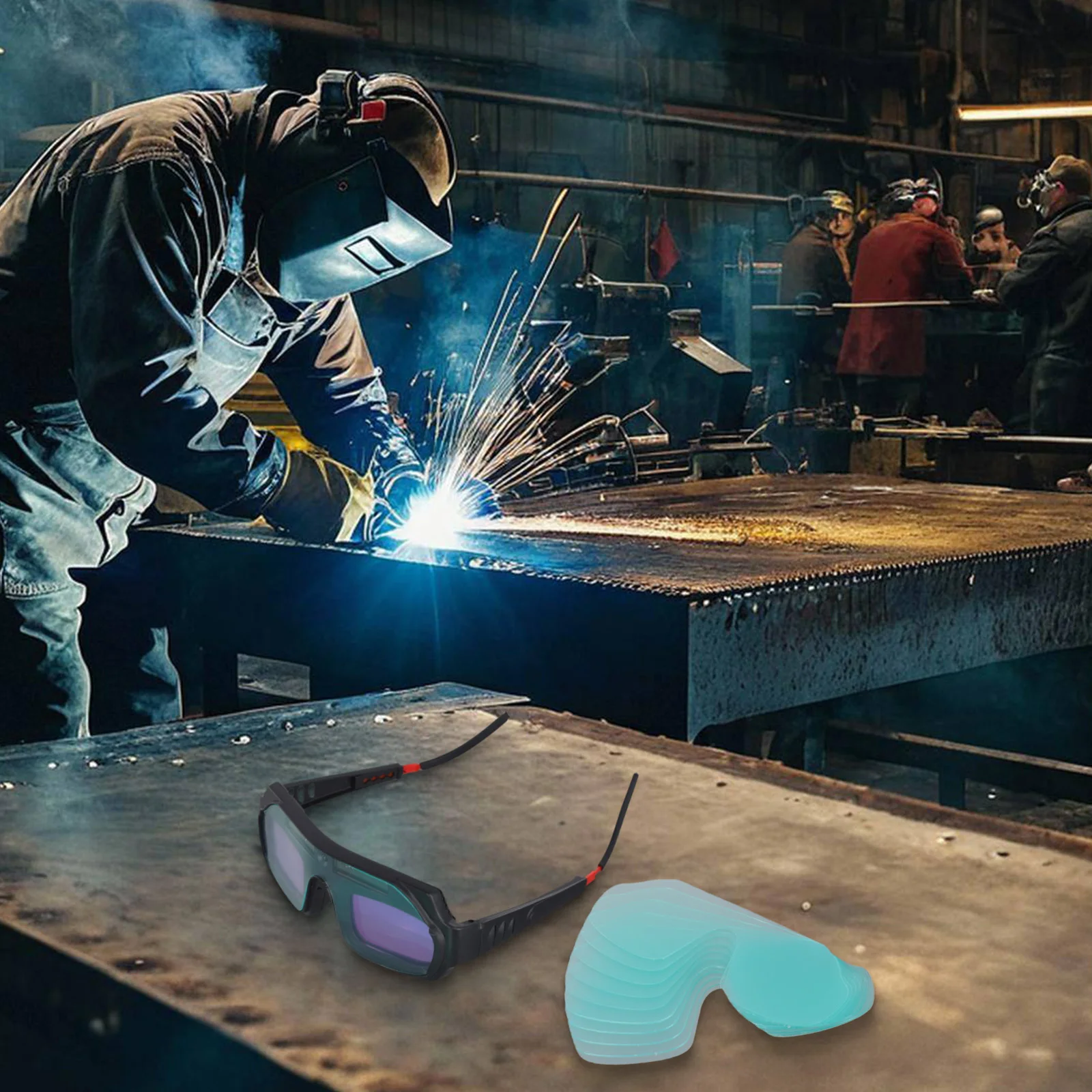 

1PC Welding Gog Gles For Plasma Cut Wip Auto Darkening Welding Gog Gles Anti-Scratch Welder Glasses With Protective Film