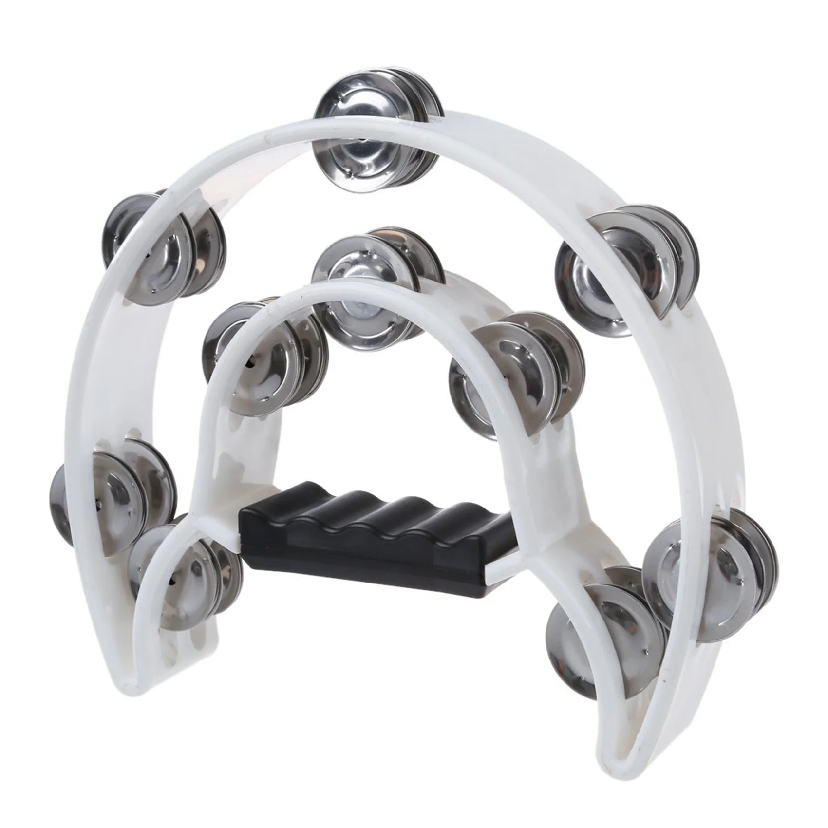 XSXS-2X Double Row Jingles Half Moon Musical Tambourine Percussion Drum White Party KTV