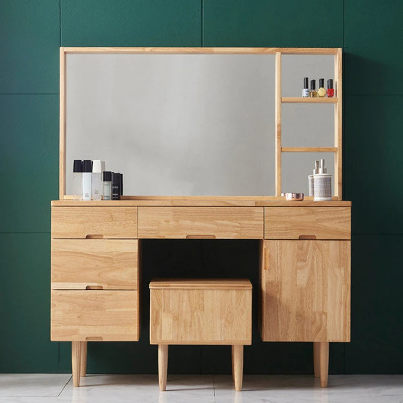 All solid wood dresser storage cabinet integrated bedroom modern simple Nordic multi-functional ins small apartment dressing tab