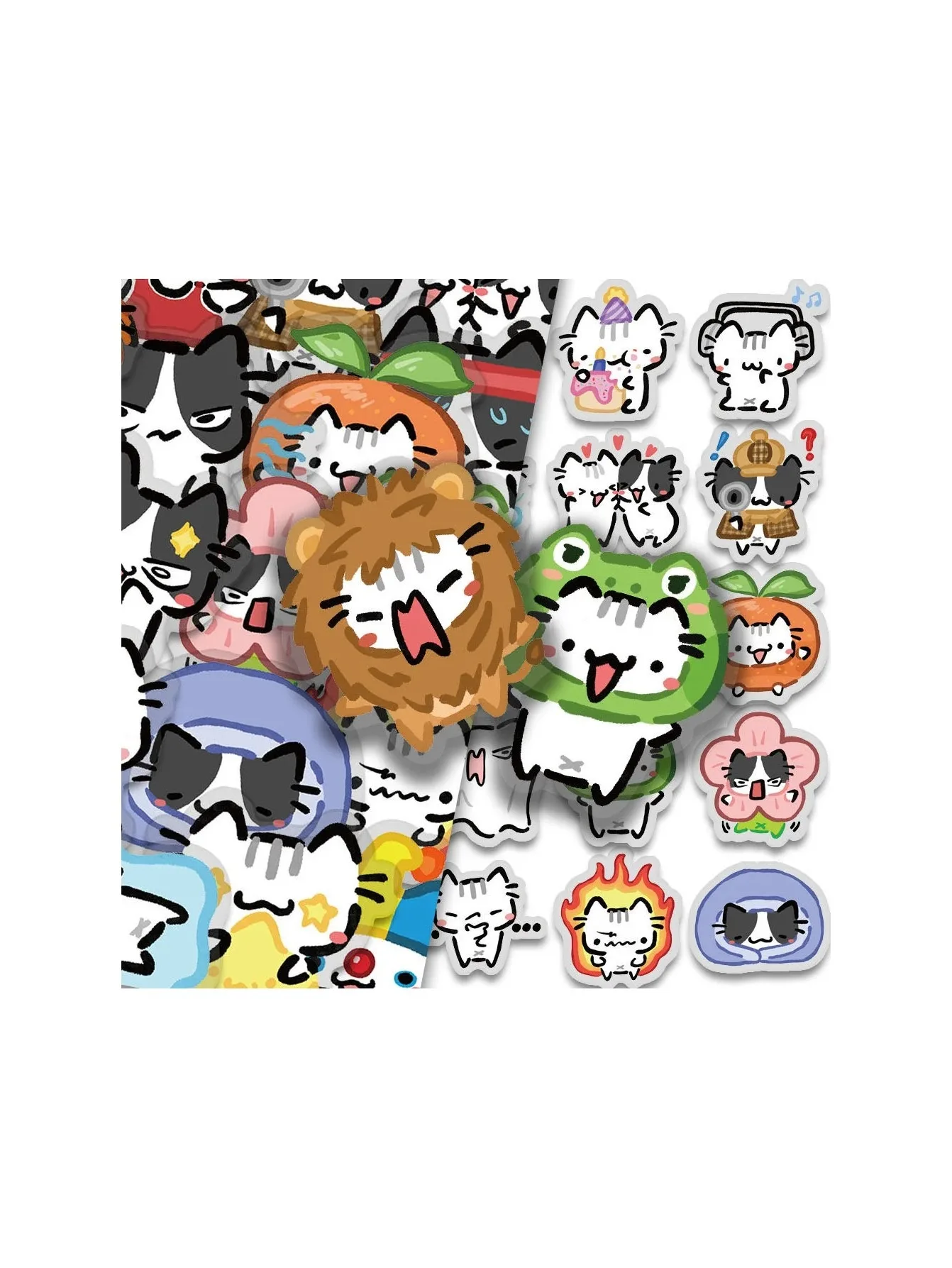 25Pcs Kawaii Colorful Transparent Cat Stickers, Waterproof Vinyl Decals for Phone Laptop Suitcase Notebook Skateboard