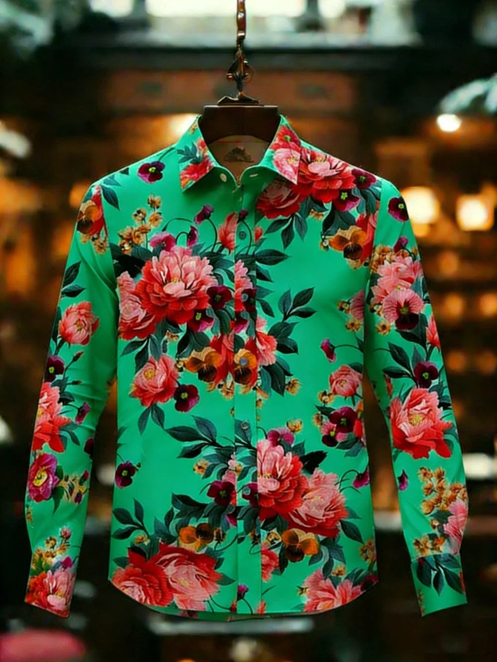 Men's Long Sleeve Collar Shirt Plant Flower High Definition 3D Printed Shirt Hawaiian Vacation Social Performance Shirt for You view 5