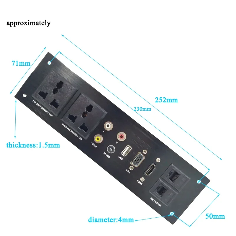 Ze stopu aluminium Multi-Media USB Audio sieć VGA HDMI-kompatybilny gniazdko elektryczne UK/EU/US/CN listwa zasilająca przejściówka adapter w Chinach