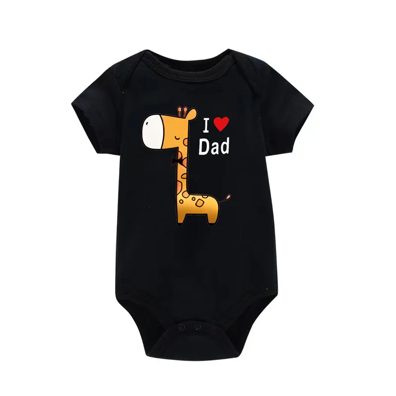 I Love Papa Mama Newborn Boy Girl Bodysuits Soft Casusl Baby Onesies Cute Giraffe Printed Twin Clothes Infant Baby Bodysuits