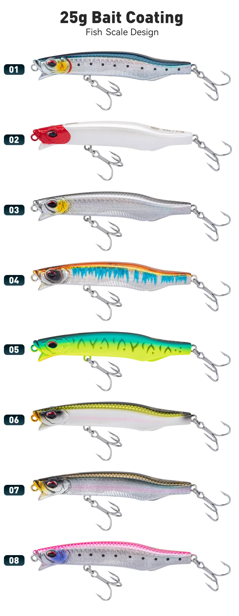 KINGDOM HY Pencil Bait Sinkender Angelköder 70mm-95mm Weitwurf-Wobbler Künstlicher Fischköder für Barsch, Hecht, Salzwasser-Angeln – Detail 16
