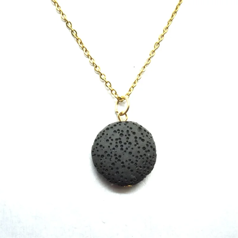 13 Colors Round Lava Stone Aroma Essential Oil Diffuser Necklace Aromatherapy Jewelry Gold Chain Lava Rock Stone Necklace