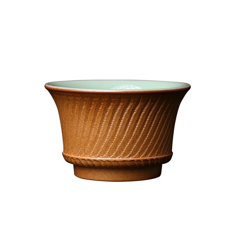Pure handmade ceramic master cup Qiusui series tea cup blue gray glaze combined with Pu'er cup