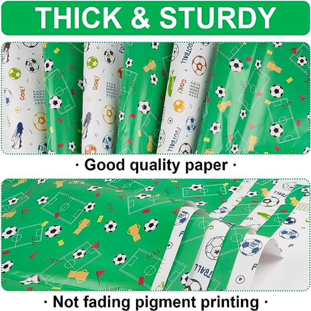 New Coated Paper Gift Wrapping Paper Football Pattern 50X70cm Packaging Colored Paper Cartoon Style Gift Packaging Presents