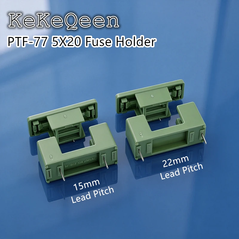 100Pcs/Lot  PTF-77 5X20mm 22mm/15mm Lead Pitch 5X20 Fuse Holder with Cover PTF-77/78