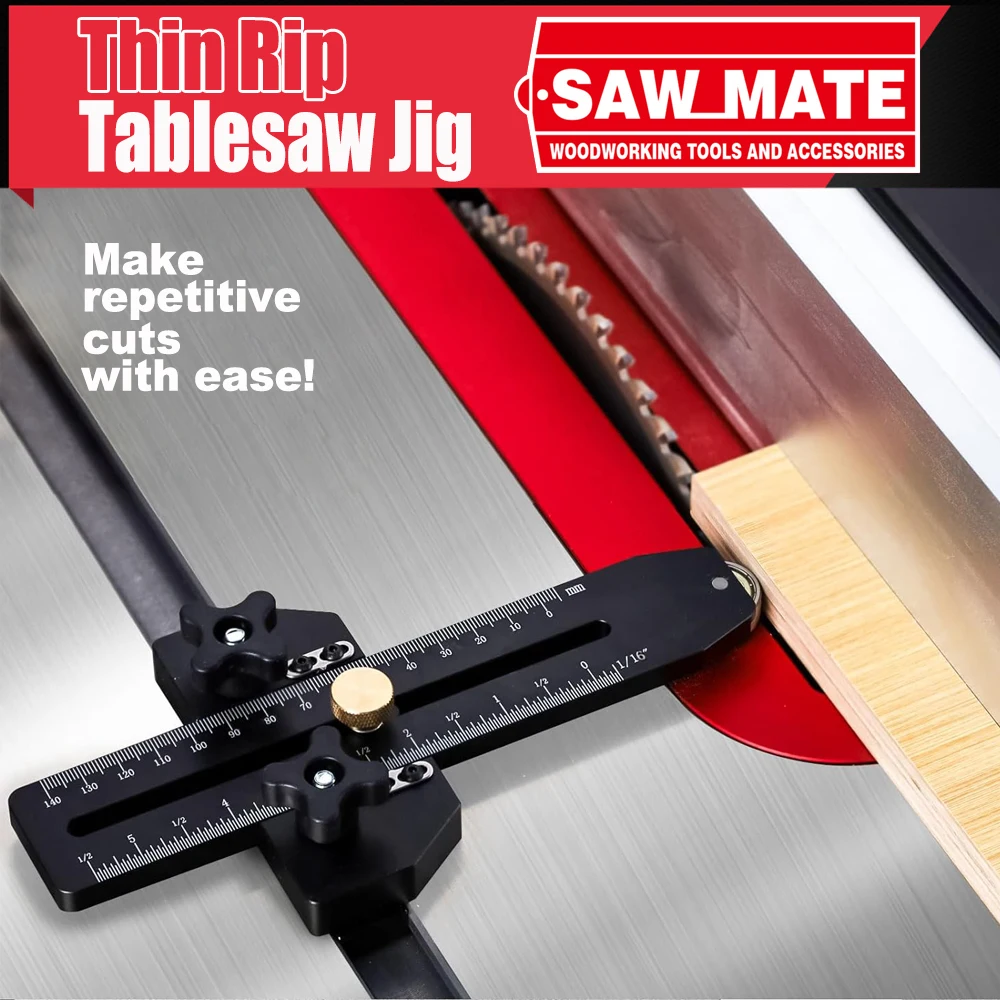 Safety Table Saw Jig Thin Rip Jig for Making Repetitive Narrow Thin Strip Fits for 3/8