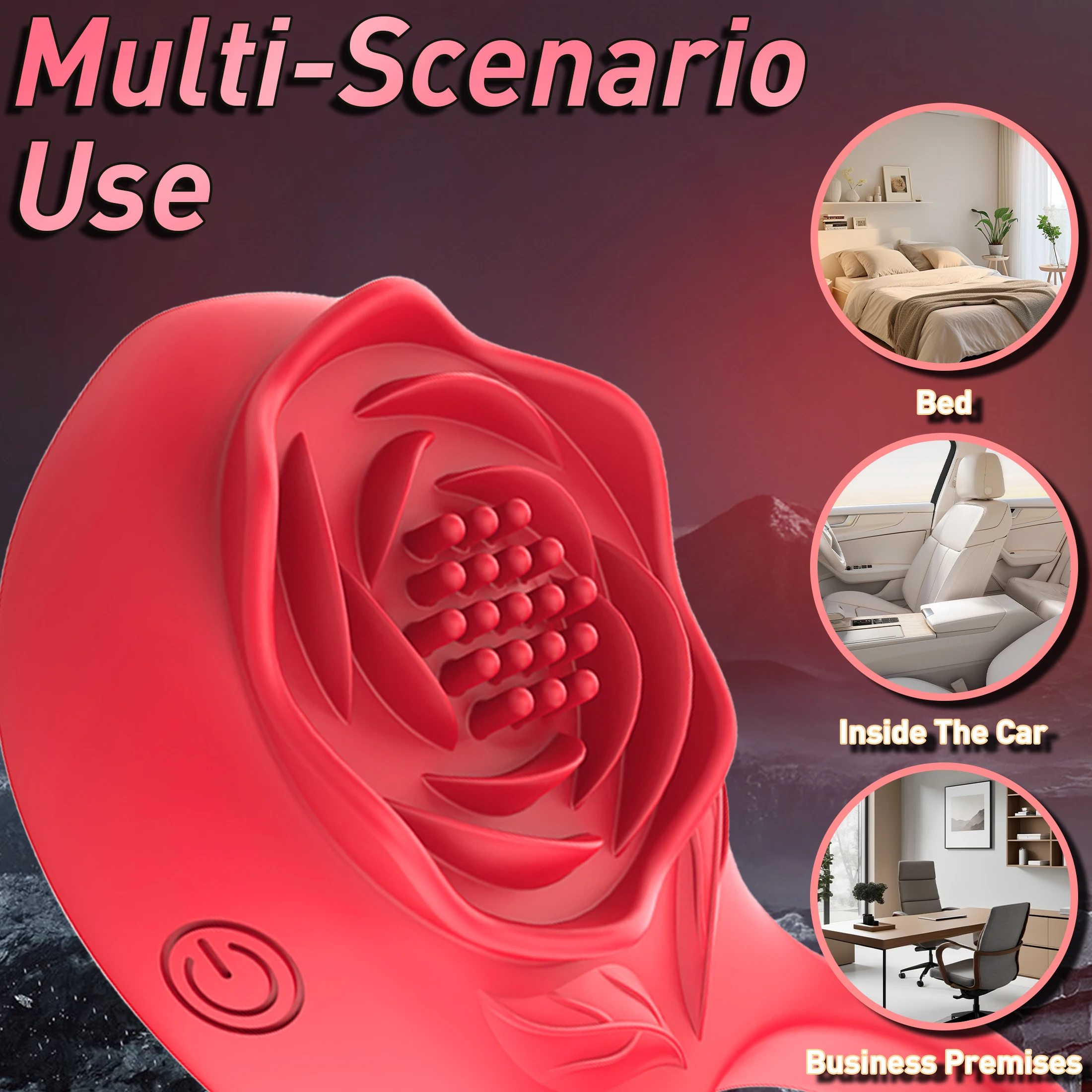Vibrating Cock Ring with Rose Clitoral Stimulator, Pleasure Penis Ring Vibrator Couples Adult Sex Toys for Men Women, 7 Vibratio view 3