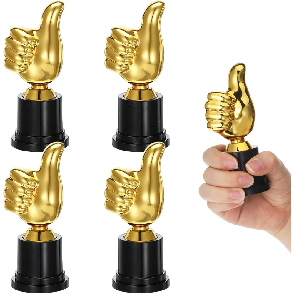 2-20 pièces Trophées dorés en forme de pouce levé, coupes de récompense en plastique en vrac, récompenses pour étudiants en classe, prix sportifs, cadeaux de motivation pour enseignants et bureau
