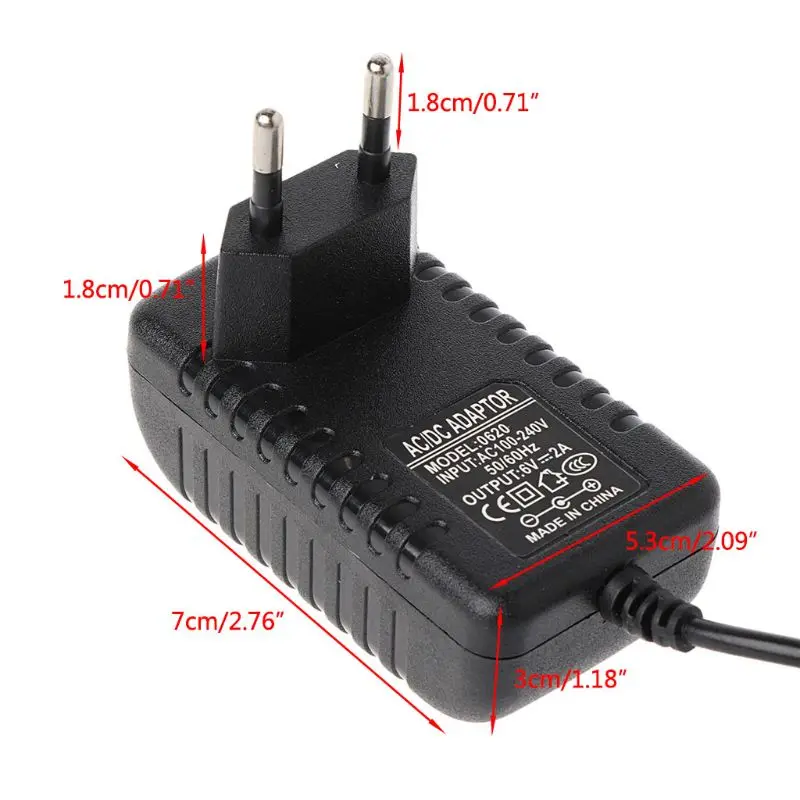 6V 2A [6Volts 1 Amps 12 Watts] Adapter Power Supply 100V~240V to for DC Plug 7.5 3cm for 6volt 2000mA 12W Drop Shipping