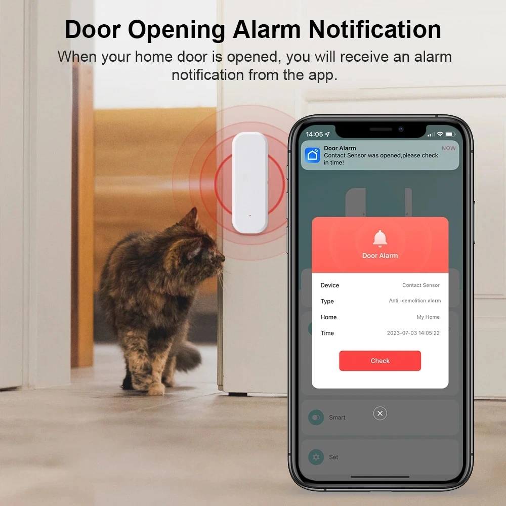 Smart Life App WiFi Zigbee Door Sensor Window Sensor Open/Close Detector Security Protection Alarm Detector Work With Alexa