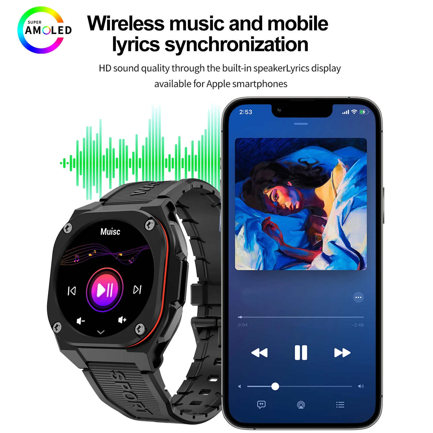 2026 Smart Watch  IP68 Waterproof AMOLED SCREEN Smart Sport Watch with 300mAh Battery Wireless Call for Man Woman view 5