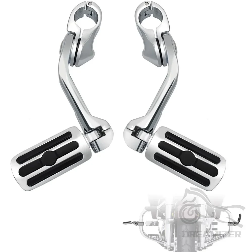 Motorcycle Foot Pegs Long Angled Highway Pedals Footrest 32mm 1-1/4