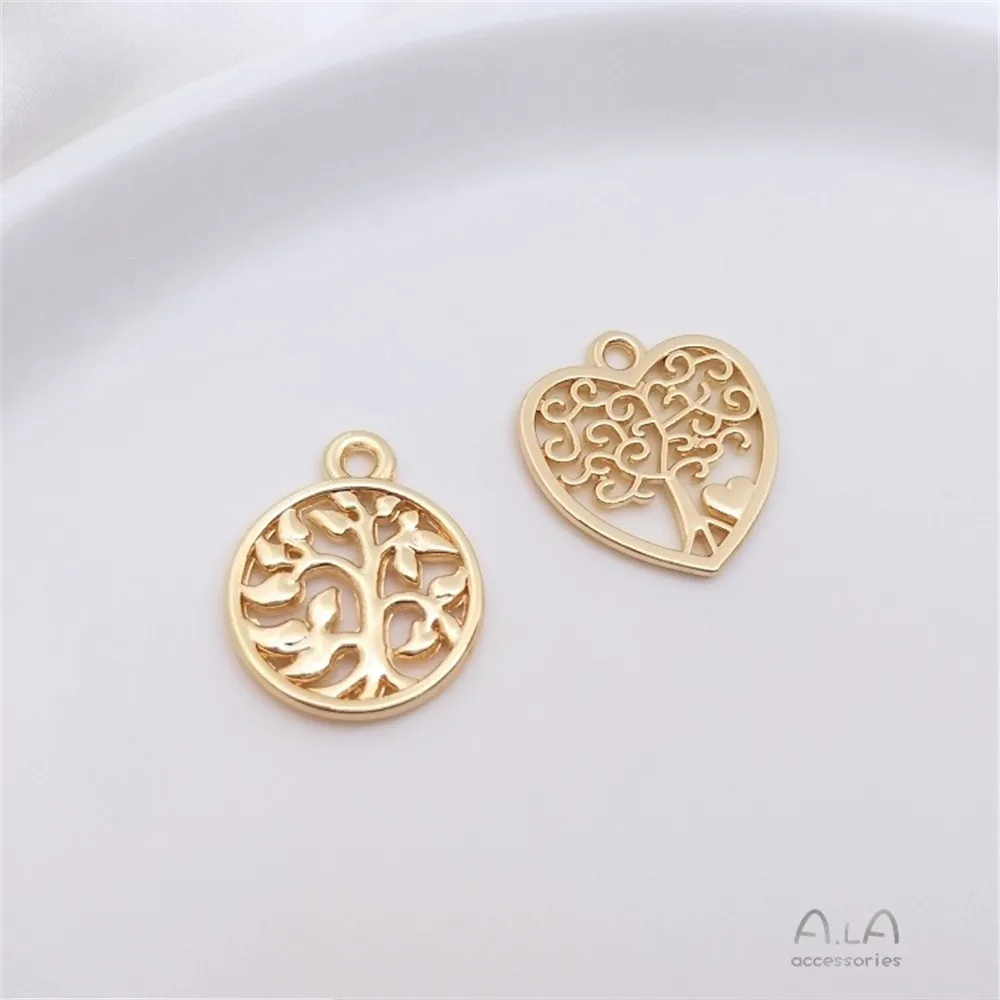 14K Gold Color Preservation Accessories Life Tree Round Brand Pendant Lucky Tree Love Jewelry Pendant Diy Pendant