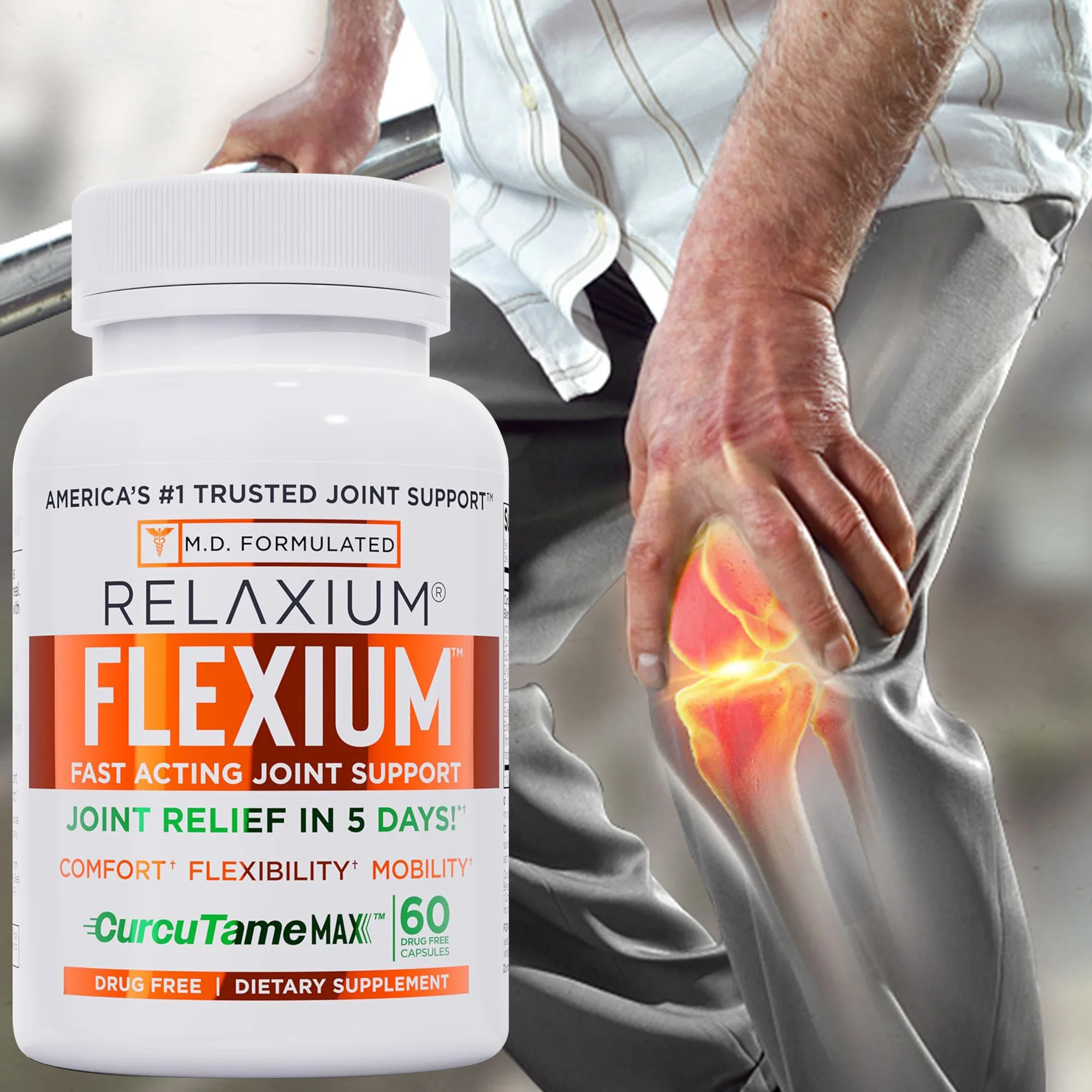 

Relaxium Flexium - Joint Support Supplement To Help Maintain Joint Comfort and Flexibility, Strengthen Bones, Non-GMO