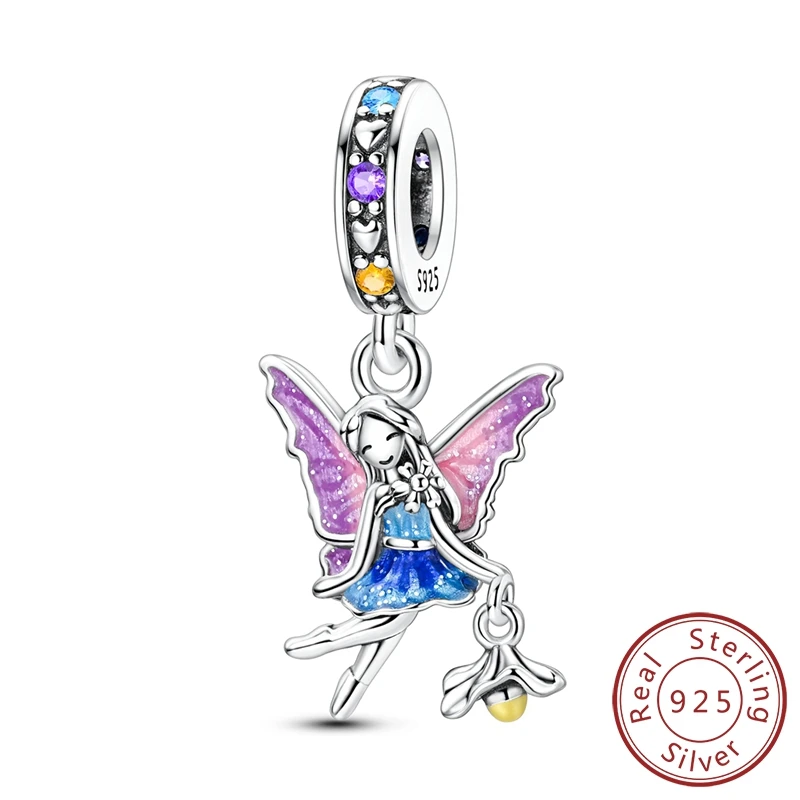 

Authentic 100% Sterling Silver Elf Night Light Dangle Charm Fits Brand 3mm Bracelet DIY Daughter Jewelry Birthday Gift